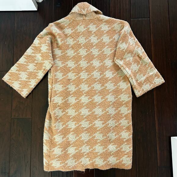 Peach & cream Aztec print oversized open sweater pockets Cozycore Size XS - Picture 2 of 8